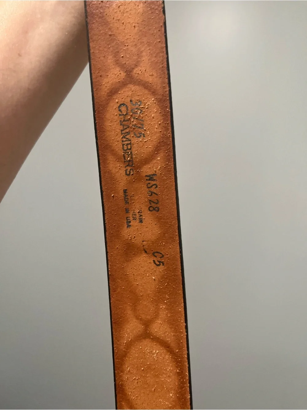Leather Western Black and Beige Trim Belt Chambers Belt 36 inches Like New